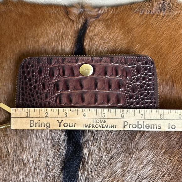 Brahmin Skyler Pecan Alligator/ Croc Genuine Leather‎ Clutch Wallet Double Zip - Picture 8 of 10